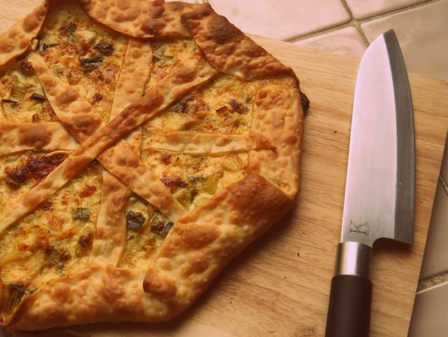 Tarta de puerros a la crema