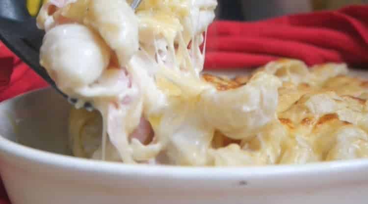 Pasta gratinada con queso y jamón RE fácil PASTA GRATINADA CON QUESO