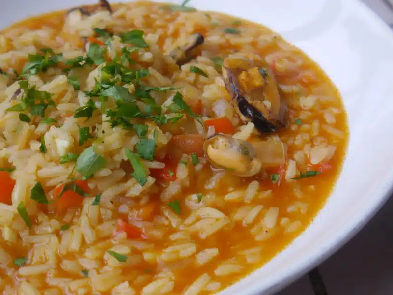 arroz caldoso con mejillones