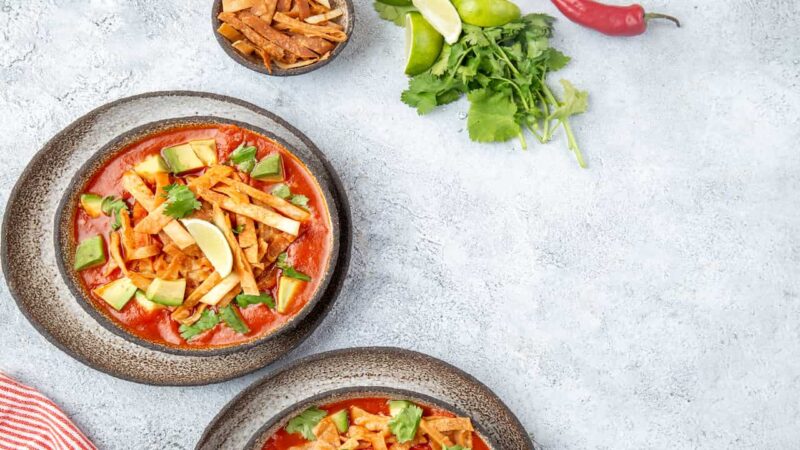 Tortilla soup or Aztec soup, a delight with everything rich in Mexico how to make tortilla soup