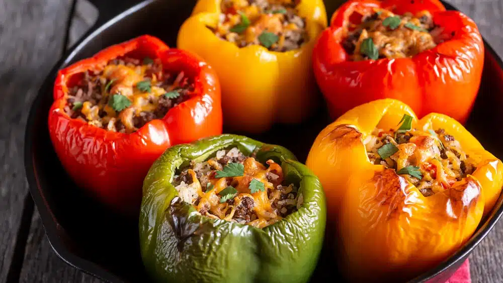 Receta de pimientos rellenos de carne al horno