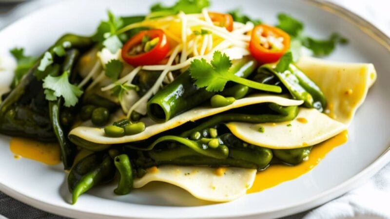 An amazing and creamy Mexican rajas con queso recipe how to make slices with cheese