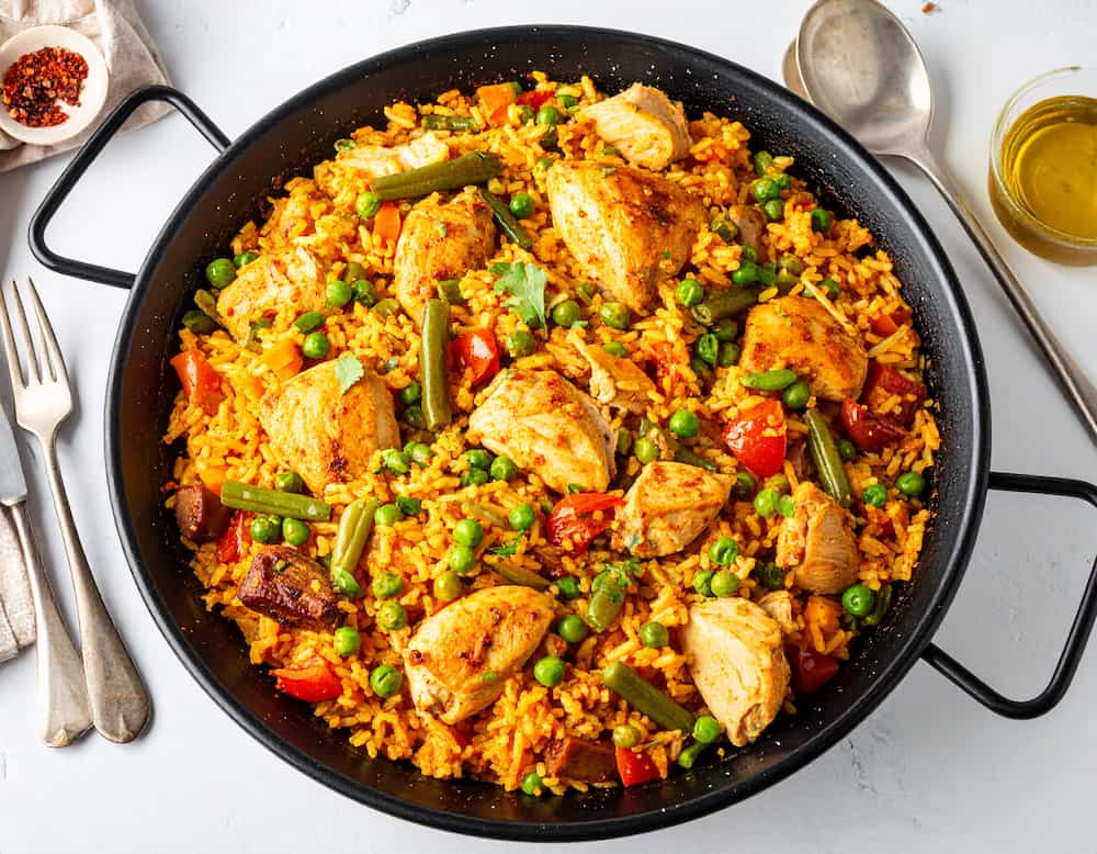 receta casera de paella de pollo facil